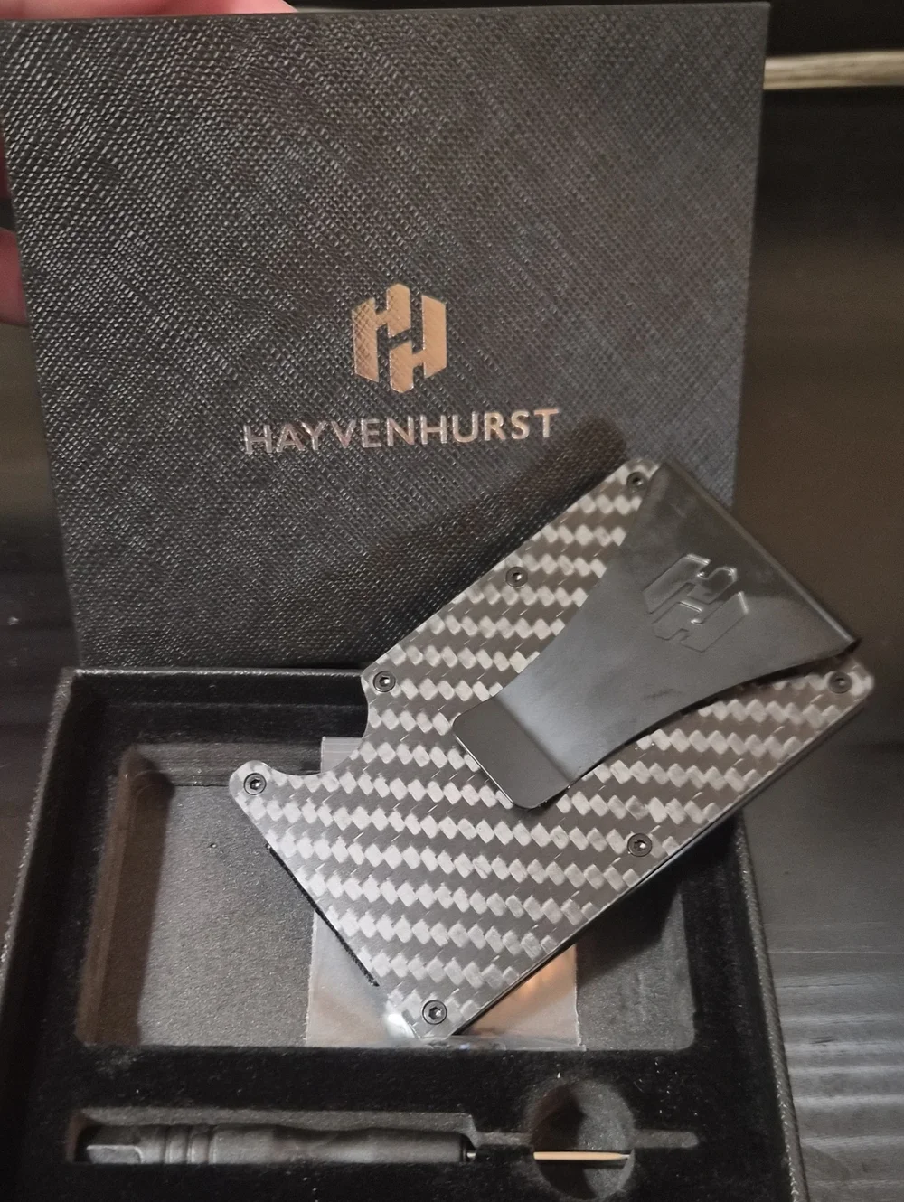 Carbon Fiber Money Clip Wallet in Gray with Black Clip